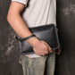 New Design Men&#39;s Daily Clutch Bag Vintage Envelope Bag Fashion Simple Handbag Male Genuine Leather  Black Casual Travel Bag