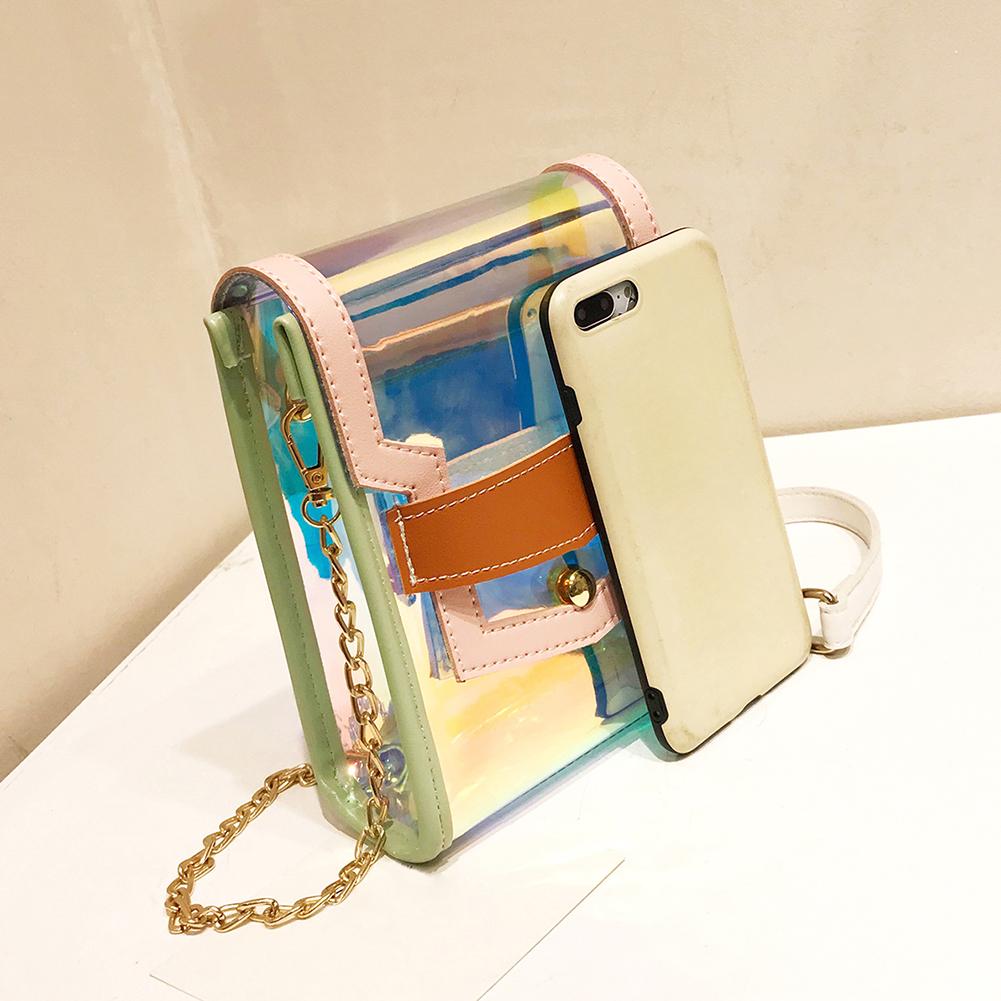 PVC Shoulder Bag Women Fashion Laser Flap Transparent Crossbody Messenger Square Small Bags Ladies Shopping Handbag