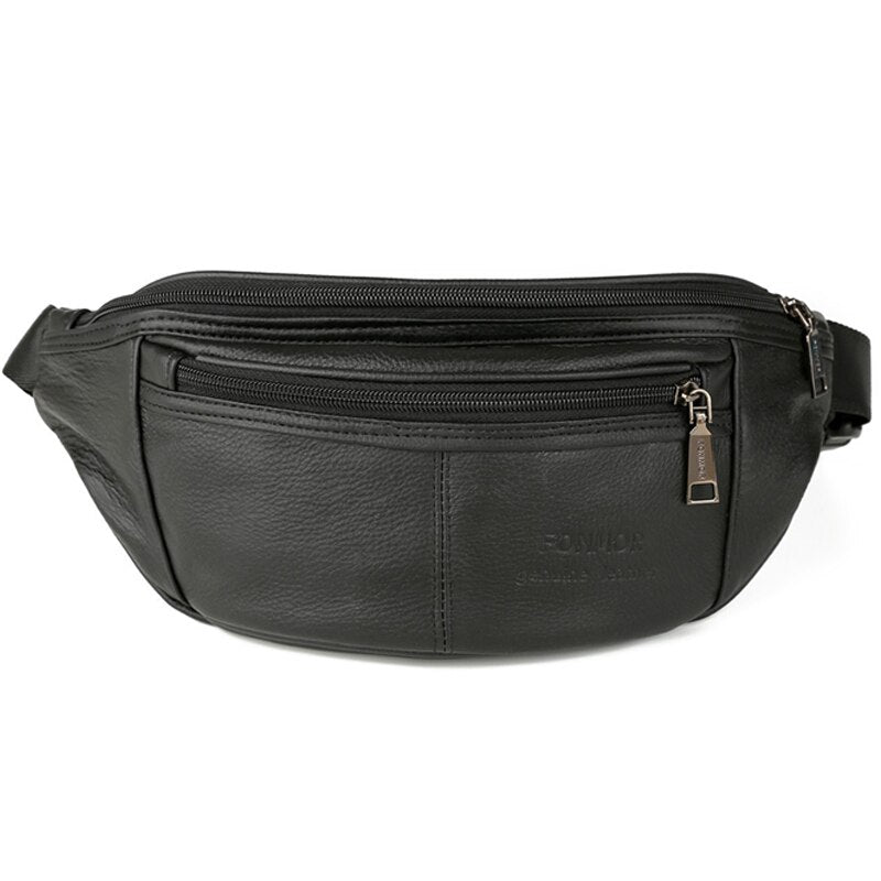 Genuine Leather Men Waist Pack Fanny Pack Belt Bag Cowhide Phone Pouch Bags Brand Nature Leather Male Small Travel Waist Bag