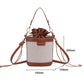 Women Shoulder Bags Cylinder PU Leather Bucket Crossbody Bag Casual Drawstring Handbags Purse for Travel Shopping