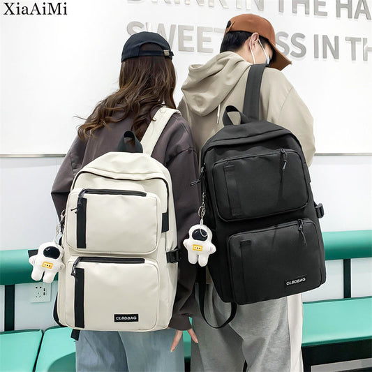 Couple Backpacks Simple Large Capacity Boys Fashion School Backpacks Girls High School Students School Bags Women White Black