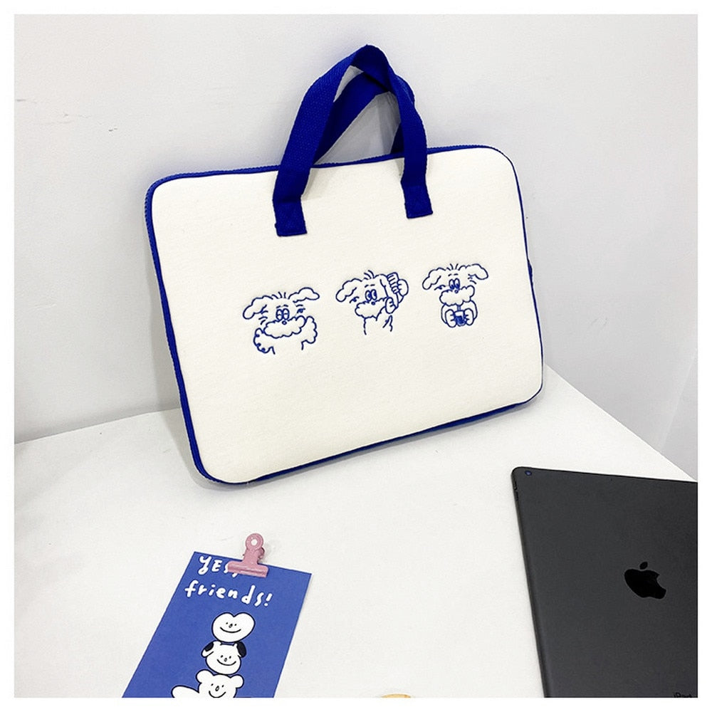 13 15 Inch Notebook Laptop Case For Macbook Carrying Bag Mac Ipad Pro 9.7 10.9 11 13.3 Inch Korea White Dog Tablet Sleeve Bag