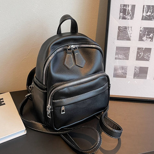 New High Quality PU Leather Women Backpack Fashion Design Small Shoulder Bag Luxury Large Capacity Travel Handbags Trendy Purses