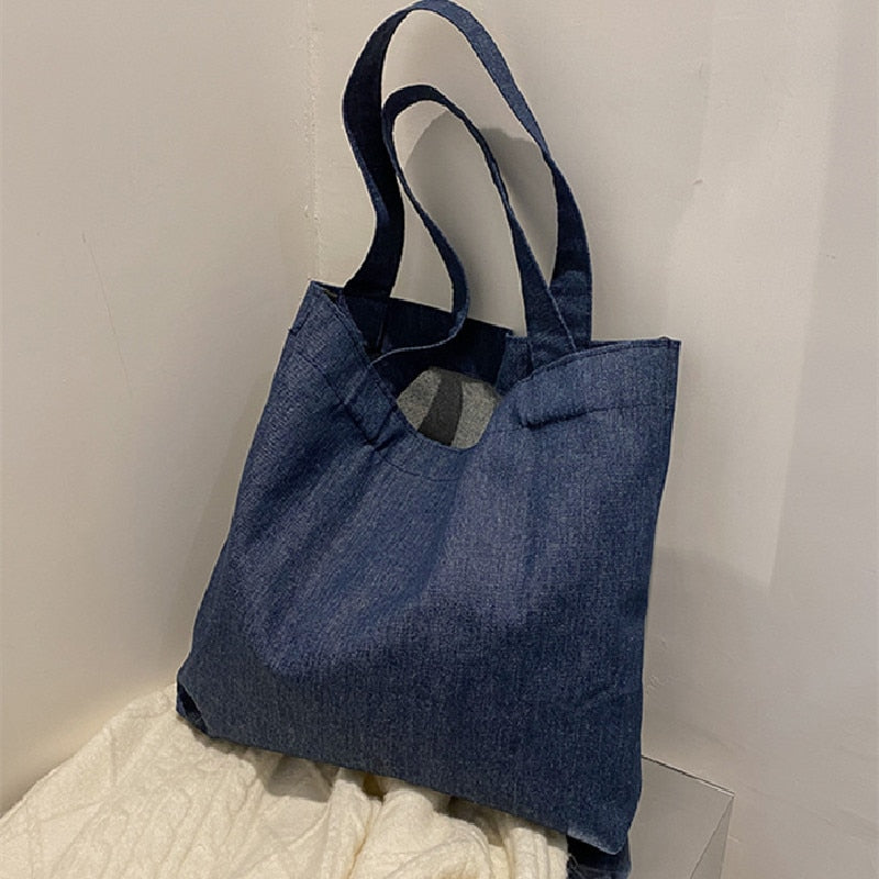 Simple Jeans Women Bags Shopper Denim Shoulder Bag Female Messenger Handbags Summer Totes High Solid Crossbody Woman Top Handle