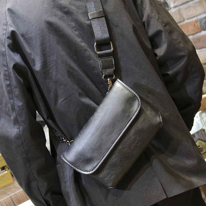 Fashion Men Crossbody Bag Vintage Leather Messenger Bag For Male Solid Single Man Shoulder Bag Sling Backpack Men Bags