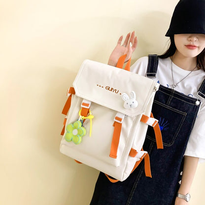 New Korean Letters Embroidery Waterproof Nylon Women Backpack Female Square Portable Travel Bag Teenage Girl Kawaii Schoolbag