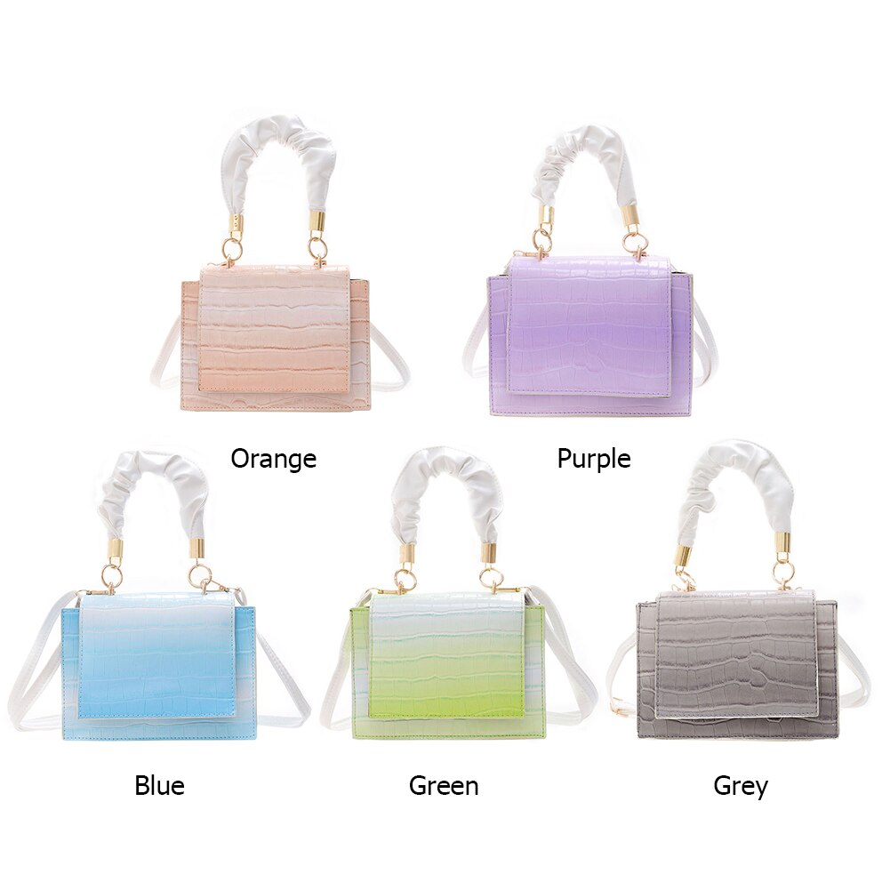 Fashion Women Gradient Bag PU Alligator Pattern Pleated Small Handbags Crossbody Girls Brief Flap Women Casual Messenger Bags