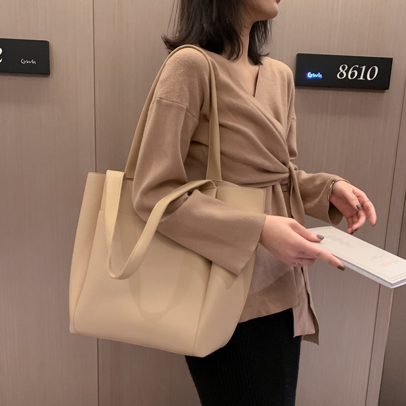 Hot Sale Large Women&#39;s Bag Ladies Wild Bags Sac A Main Femme Large Capacity Shoulder Bags High Quality PU Leather Shoulder Bags
