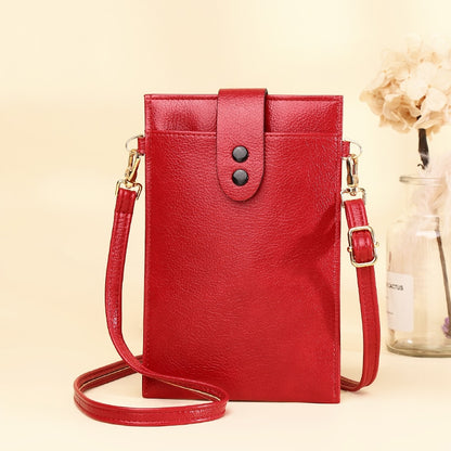 Women&#39;s Minimalist Messenger Bag Soft Leather Shoulder Wallet Ladies Crossbody Mobile Phone Purse Female Card Holder