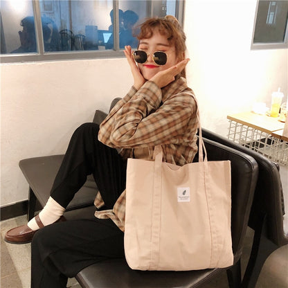 New Retro Women&#39;s Shoulder Bag Simple Solid Color Small Fresh Canvas Bag Literary Women&#39;s Buckle Tote Bag Large Capacity Handbag