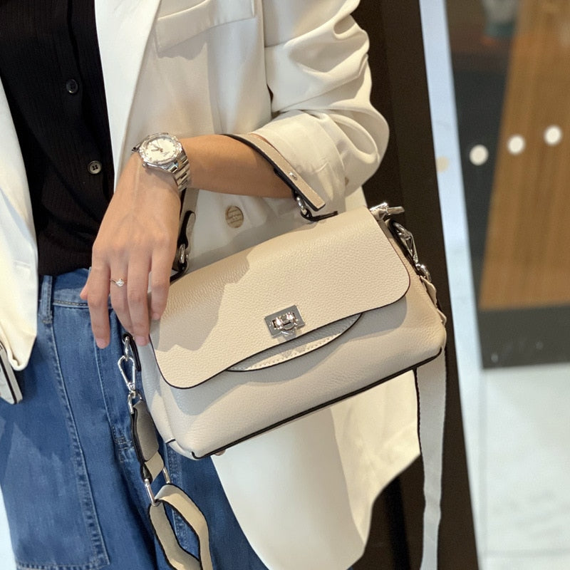Genuine Leather Women&#39;s Bags New Fashion Ladies Casual Handbags Soft Cow Leather Versatile One Shoulder Messenger Bag Quality