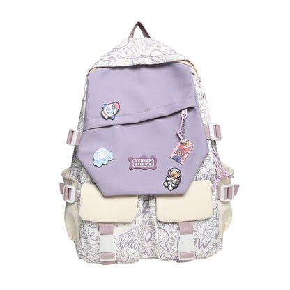 Girl Travel Kawaii Cartoon Print School Bag Trendy Female College Backpack Fashion Ladies Student Backpack Women Laptop Book Bag