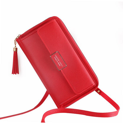 Women Shoulder Strap Bag Multifunction Long Wallet Fashion Tassel HandBag Hasp Card Holder Ladies Small Crossbody Cell Phone Bag