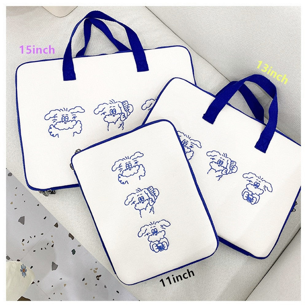 13 15 Inch Notebook Laptop Case For Macbook Carrying Bag Mac Ipad Pro 9.7 10.9 11 13.3 Inch Korea White Dog Tablet Sleeve Bag