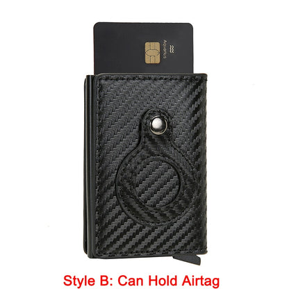 DIENQI Carbon Fiber Card Holder Wallets Men Brand Rfid Black Magic Trifold Leather Slim Mini Wallet Small Money Bag Male Purses