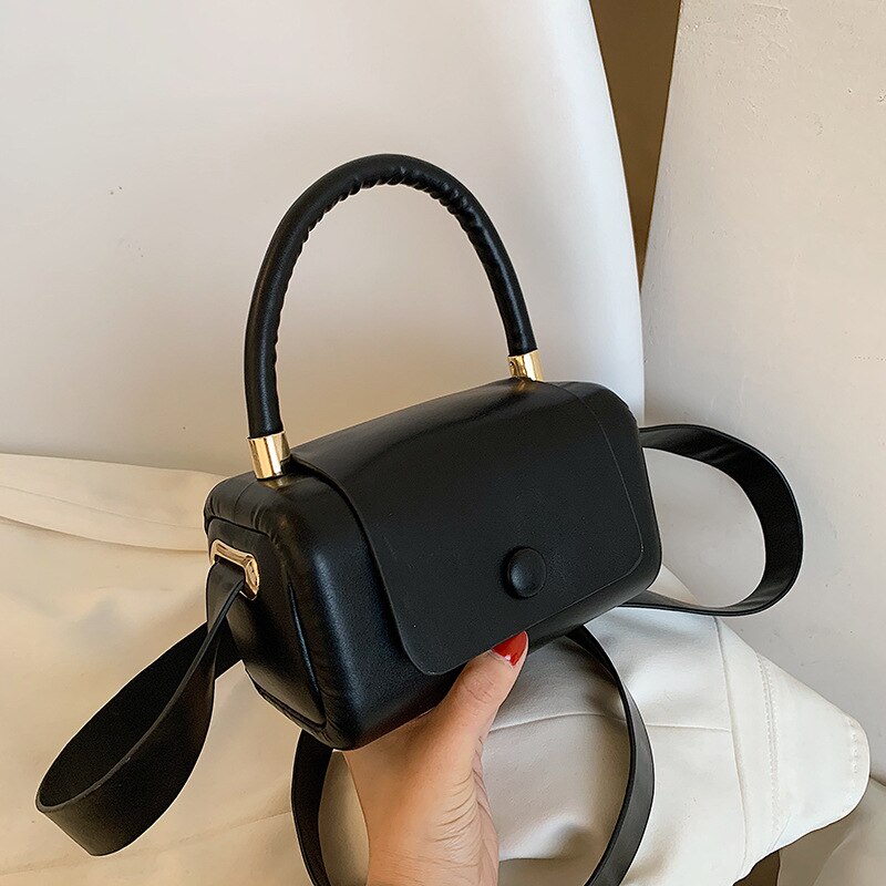 High Quality Box Leather Crossbody Shoulder Bags for Women Fashion Designer Simple Handbags Solid Color Messenger Bag