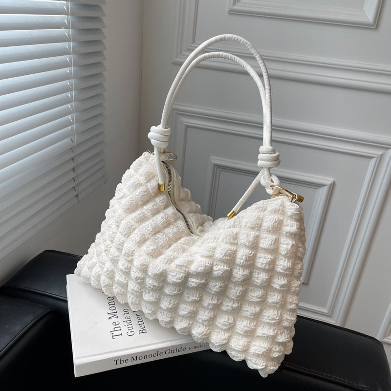 Large capacity small fresh diamond underarm bag Ladies&#39; new trendy pleated simple portable shoulder bag handbags women bags