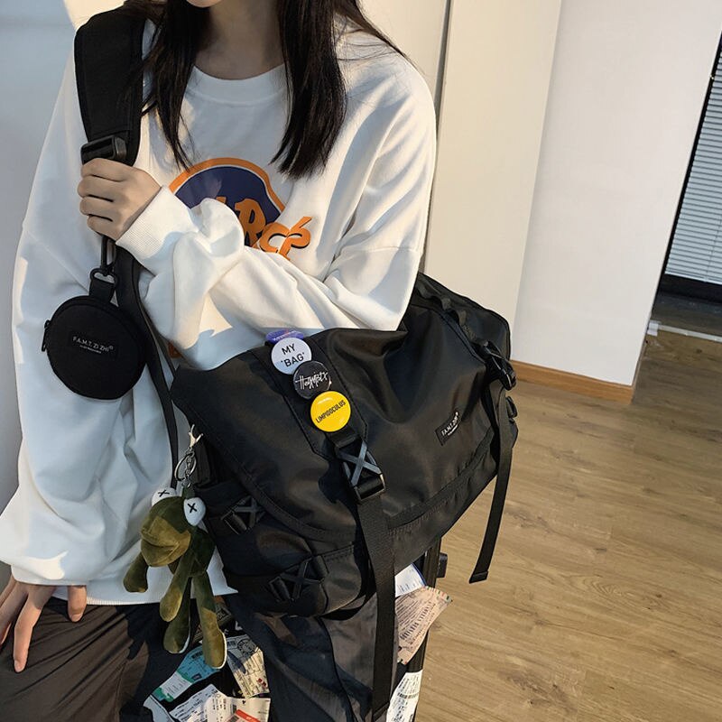 Harajuku Techwear Canvas Bag Gothic Crossbody Bags For Women Handbag Purses And Handbags Bolsas Feminina Shoulder Bag Female