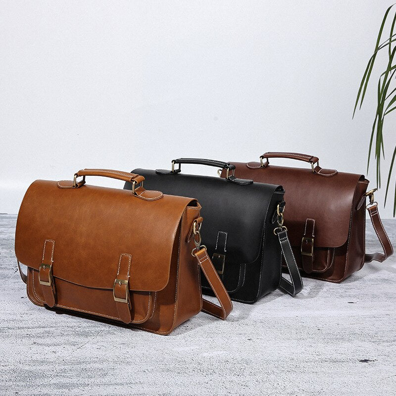 Brand Men Cambridge Bag High Quality Leather Shoulder Crossbody Bag Student Satchels Male Business Laptop Briefcase Handbag