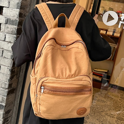 Trendy Female Canvas Laptop College Backpack Cool Lady Vintage Book Bag New Women Cute Student Backpack Fashion Girl School Bags