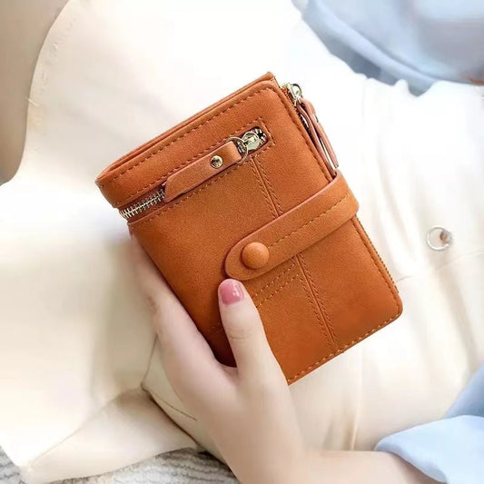 Wallet Women&#39;s New Korean Short Student Folding Multifunctional Hand Bag Real Leather Multi Card Wallet