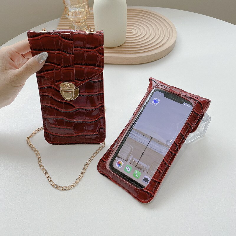 Shoulder Bag for Women Touch Screen Mobile Phone Bags Female Crossbody Bag Simple Retro Wallets