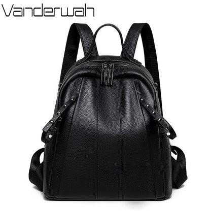 Genuine Leather Luxury Women Backpack 100% Cowhide Large Capacity Bookbags for Teen Girls High Quality Female Rucksack Mochilas