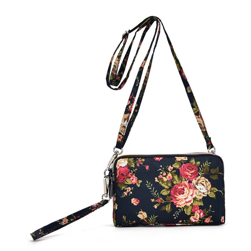 Women Mobile Phone Bag Coin Purse Ladies Long Wallet Fabric Shoulder Bag Clutch Bag