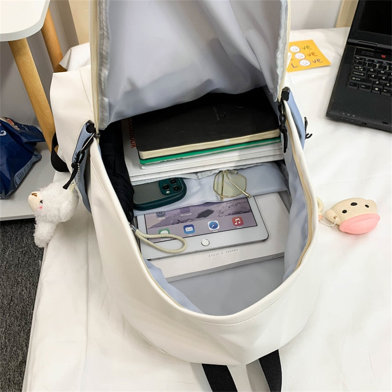 DCIMOR New Nylon Women Backpack Female Letter Printing Portable Travel Bag Preppy Girl Student Schoolbag Pink Backpack Bookbag