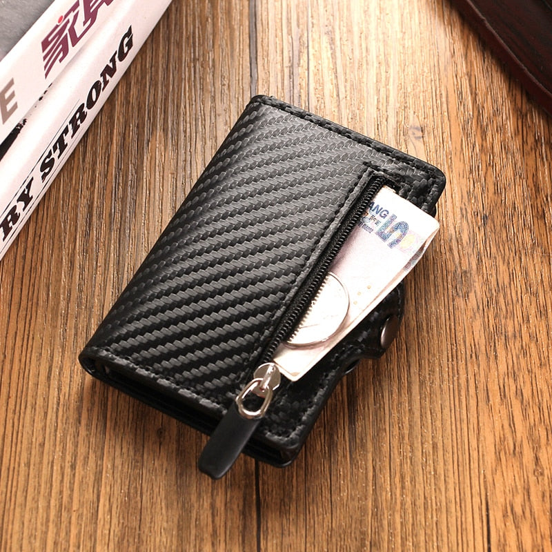 Carbon Fiber Rfid Card Holder Wallets Men Zipper Coin Money Bag Male Thin Mini Slim Magic Wallet Small Money Bag Wolet for man