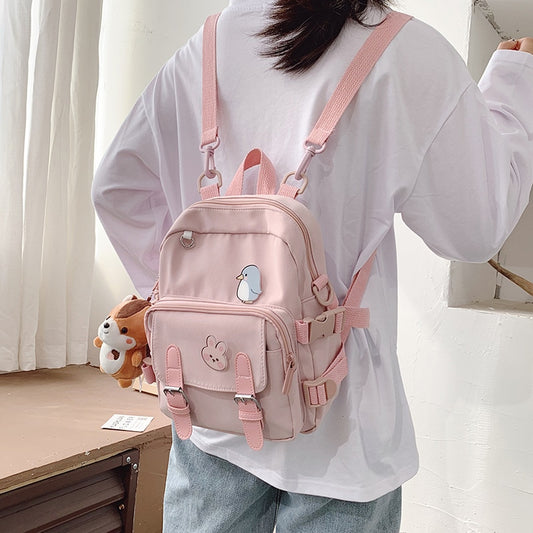 Backpack For Women Korean Canvas Small backpacK Kawaii Badge girl Backpack Small School Backpacks Mochila Portfolio school