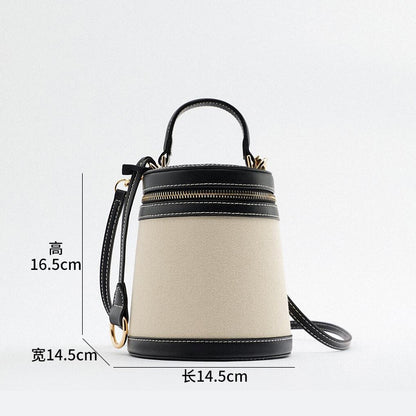 Brand Round Flap Bucket Bag for Women Canvas Box Shoulder Crossbody Bag Designer Top-Handle Bag Ladies Fashion Portable Bag Ins