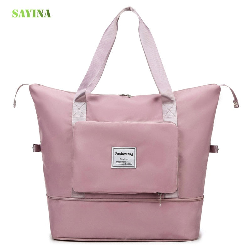 Fashion Travel Bag Foldable Fitness Yoga Sports Duffel Bag for Women Waterproof Shoulder Bag Large Capacity Weekend Handbag Tote