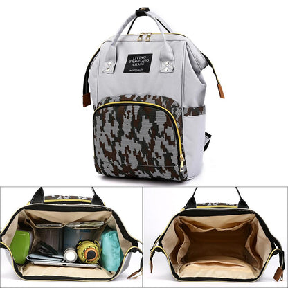 Multi-function Maternity Bag Mommy Camo Printing Nylon Large Capacity Zipper Splicing Outdoor Travel Fashion Backpacks