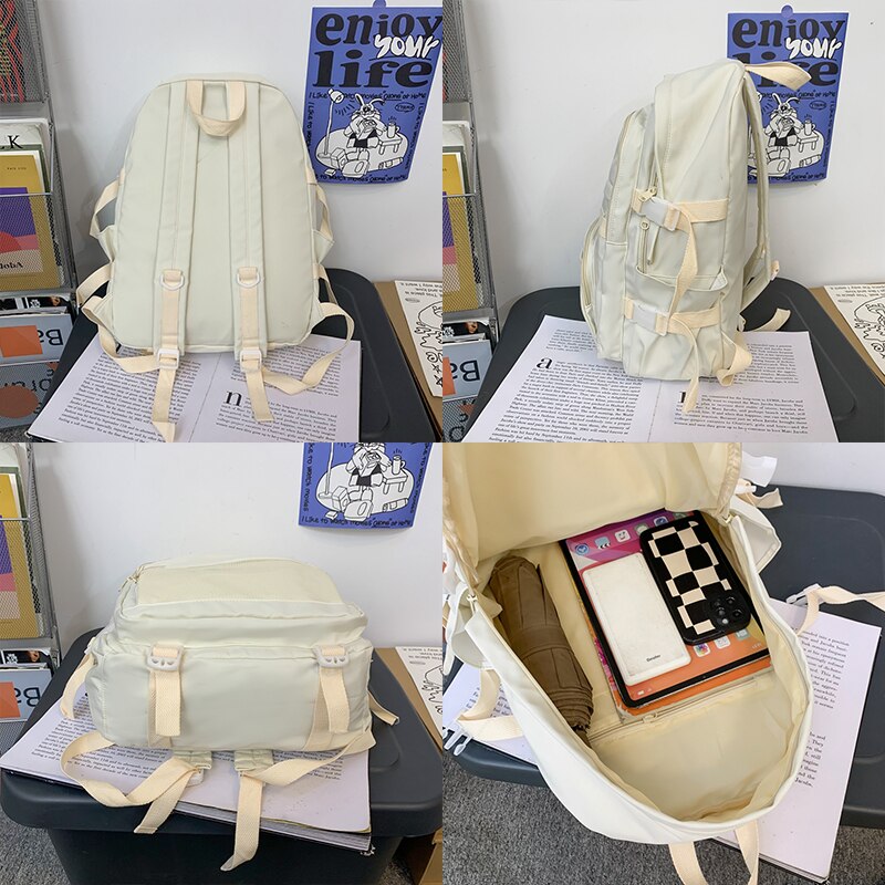 Fashion Simple Pure Color School Backpack For Kids Large Capacity Schoolbag Waterproof Schoolgirl Backpacks Kawaii Backpack