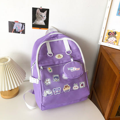 Cute Women Large Capacity Backpack Casual Nylon Preppy Style Schoolbags for Students Lady Laptop Backpacks Girl Travel Book Bags