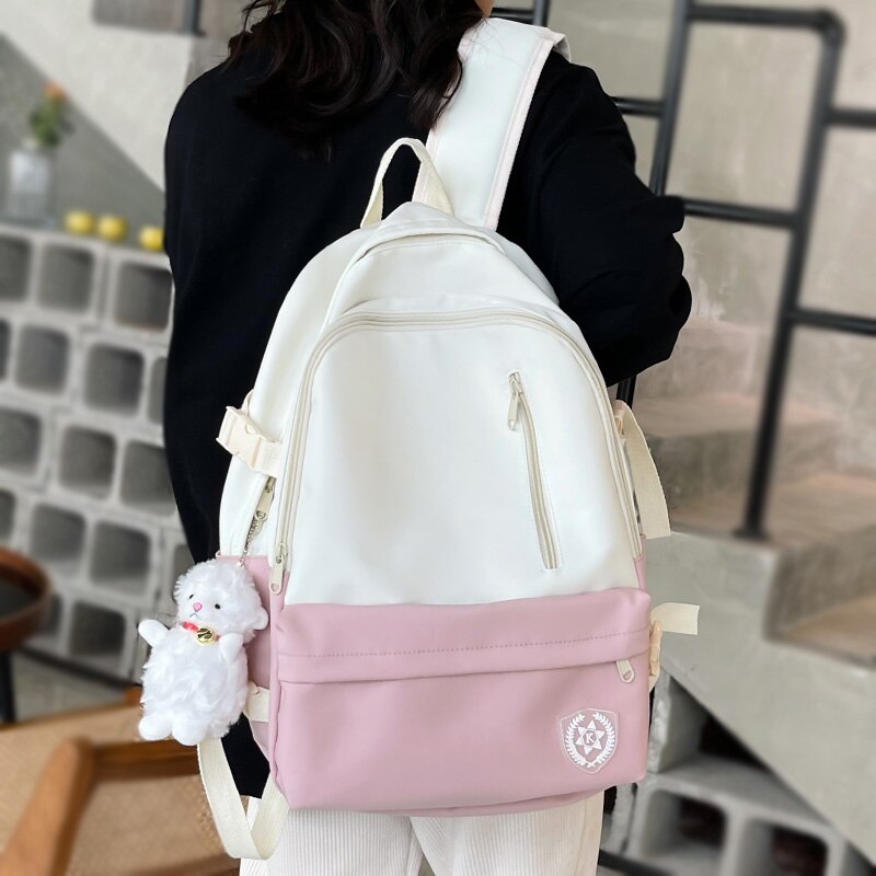 Women Cute School Bag Trendy Cool Red Female College Backpack Book Girl Travel Nylon Student Bag Ladies Laptop Backpacks Fashion