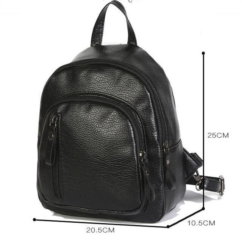 LKEEP Fashion PU Leather Women Backpack Female Black Backpacks Small Zipper Bags Student Backpack Solid Rucksack For Girls