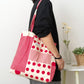 Red Polka Dot Women Shoulder Bag Thin Cotton Linen Female Grocery Shopping Bags Large Capacity Girls Student Travel Tote Handbag