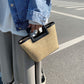 Straw Beach Women Handbag Handmade Woven Boho Tote Vintage Summer Vacation Shoulder Top-Handle Bag for Traveling