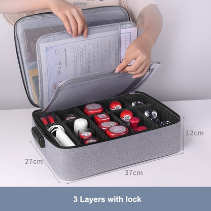 Large Briefcase Document Storage Bag File Folder Passport Official Seal Organizer Essential Oil Pouch Travel Case Accessories