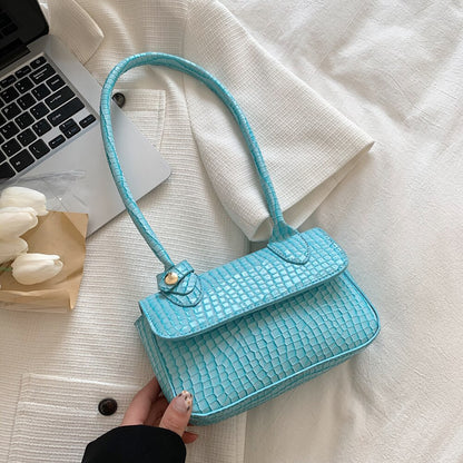 Fashion Alligator Pattern Leather Shoulder Underarm Bag for Women Female Luxury Handbags Candy Color Small Top-handle Clutch