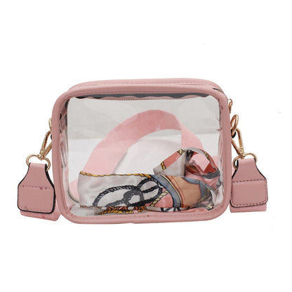 PVC Clear Crossbody Bags for Women Men Stadium Approved Transparent Shoulder Handbag Small Square Phone Bag Outdoor Wallet Purse