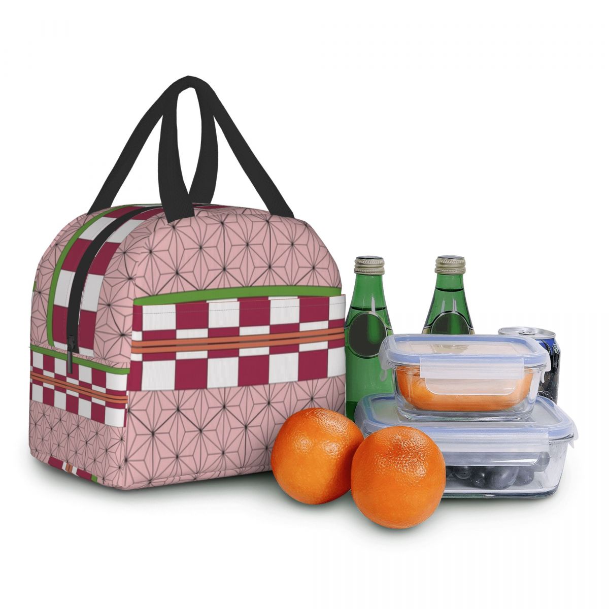 Nezuko Kimono Insulated Lunch Bag for Women Kids School Food Demon Slayer Kimetsu No Yaiba Anime Cooler Thermal Lunch Box Tote