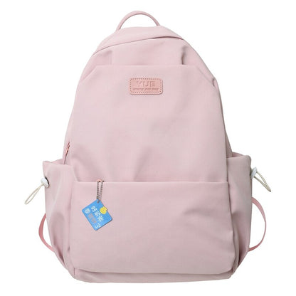 DCIMOR New Waterproof Nylon Women Backpack Female Solid Color Portable Travel Bag Kawaii Girl Big Schoolbag Preppy Badge Bookbag