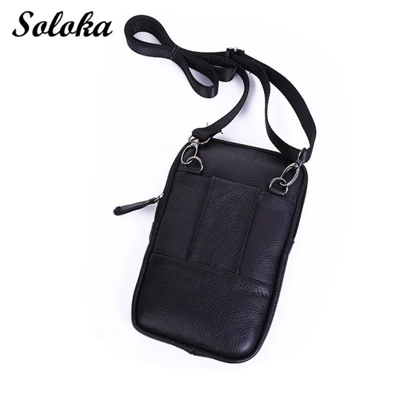 Mulitfunction Genuine Leather Waist Bag Mobile Phone Bag Car Key Case Shoulder Bag Key Holder Housekeeper Covers Zipper Bag