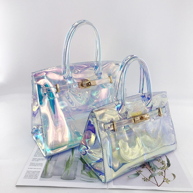Women&#39;s Handbag Jelly Bag Transparent Laser PVC Platinum Shoulder Bag Fashion Single Shoulder Diagonal Bags for Women Purse