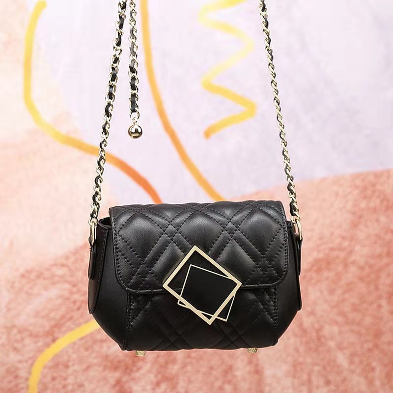 Female Baguette Bag Plaid Chain Messenger Bags Ins Style Casual Solid Color Mini Crossbody Square Bags For Women Sense Of Luxury