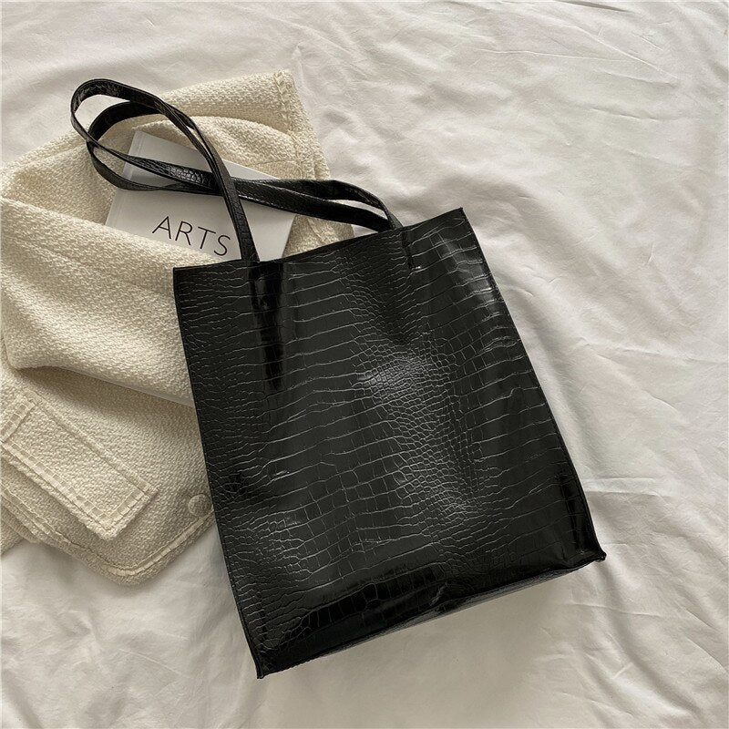 Retro Crocodile Pattern Bucket Shoulder Bag for Women PU Leather Underarm Side Bag Designer Purse Tote White Handbag for Ladies