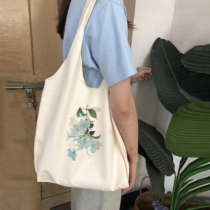 Women Printed  Casual Shopping bag Female Handbags Shoulder Fashion Style Flower Graphic Canvas Girl Bag